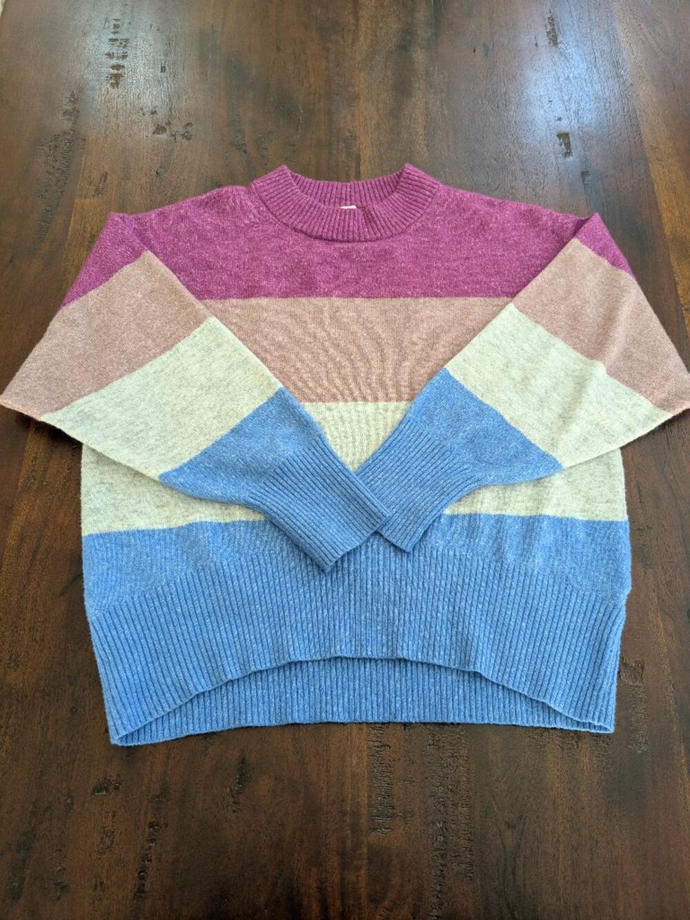 A New Day Colorblock Striped Crewneck Pullover Sweater